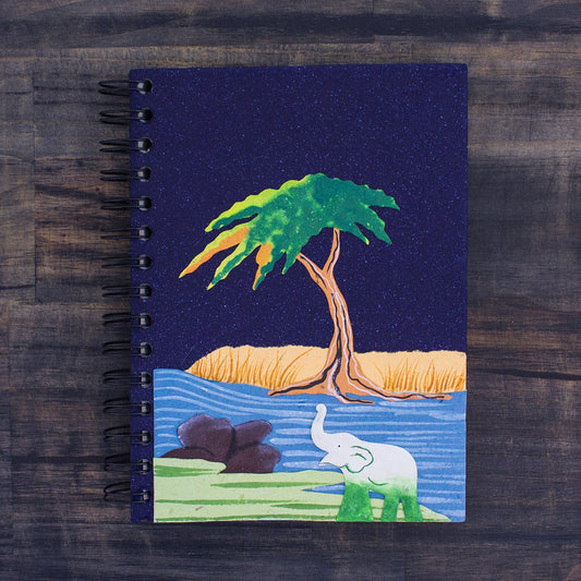 Midnight Blue Elephant Large Notebook