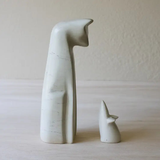 Soapstone Cat and Mouse Friends