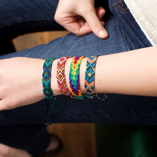 Lucia's World Emporium Fair Trade Handmade Wide Silk Friendship Bracelet from Guatemala