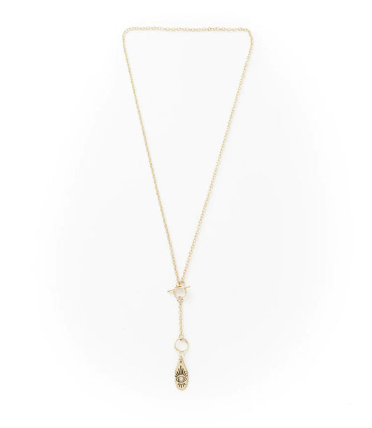 Ruchi Charm Drop Lariat Necklace- Evil Eye