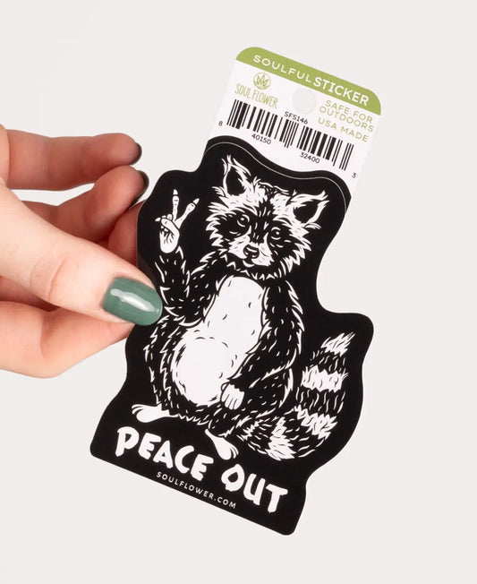 Peace Out Racoon Sticker