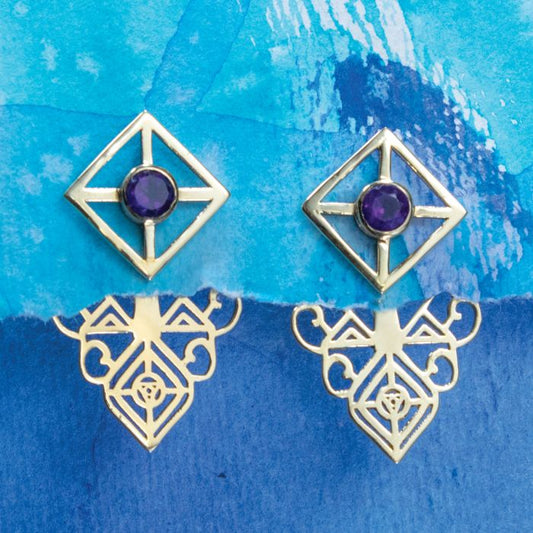 Earring Amethyst Temple