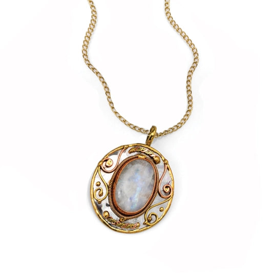 Rainbow Moonstone Pendant Necklace