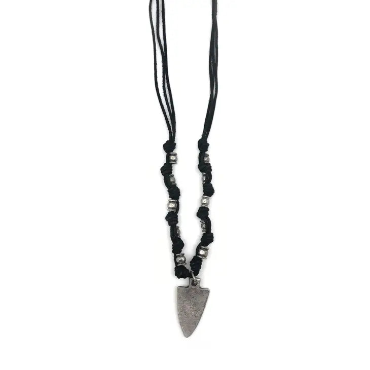 Smooth Arrowhead on Knotted Leather Necklace