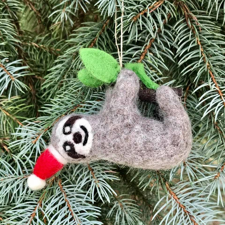 Santa Sloth Ornament
