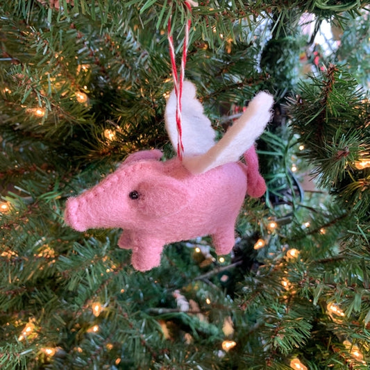 Flying Pig Felt Ornament