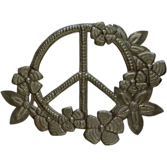 Peace and Flowers Haitian Metal Wall Art