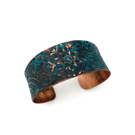 Teal Sun Copper Patina Cuff