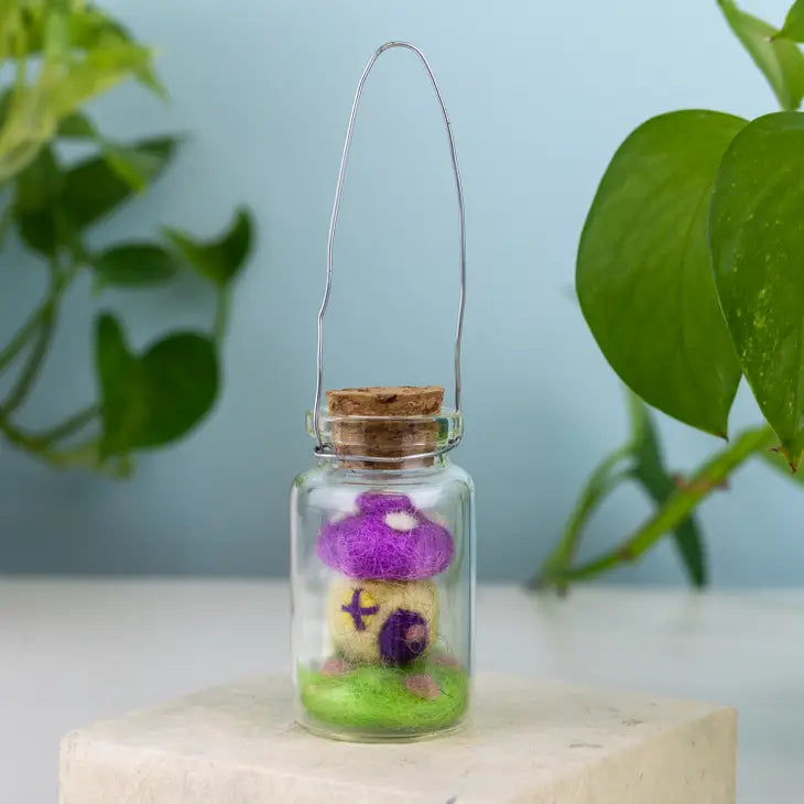Tiny Mushroom House Bottle Ornament