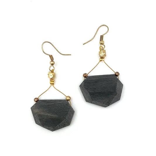 Faceted Bead Charcoal Earrings