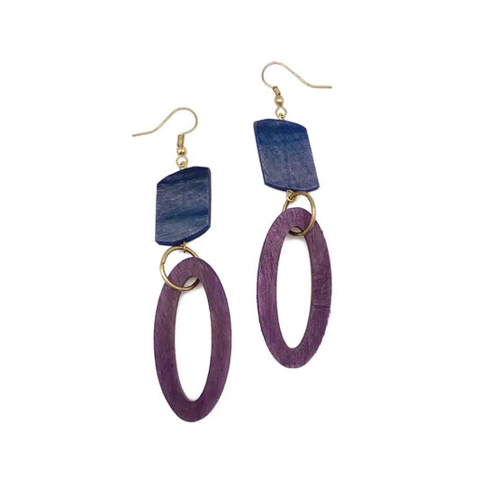 Heliotrope Geometric and Oval Earrings