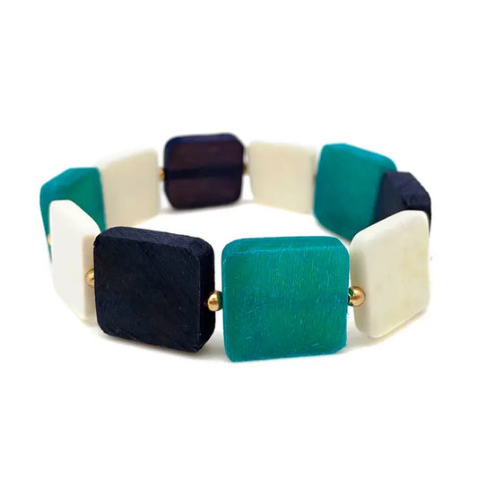 Azure Square Bead Bracelet