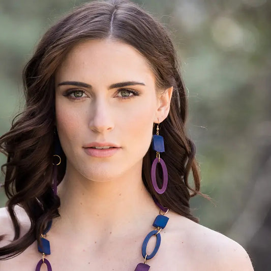 Heliotrope Geometric and Oval Earrings