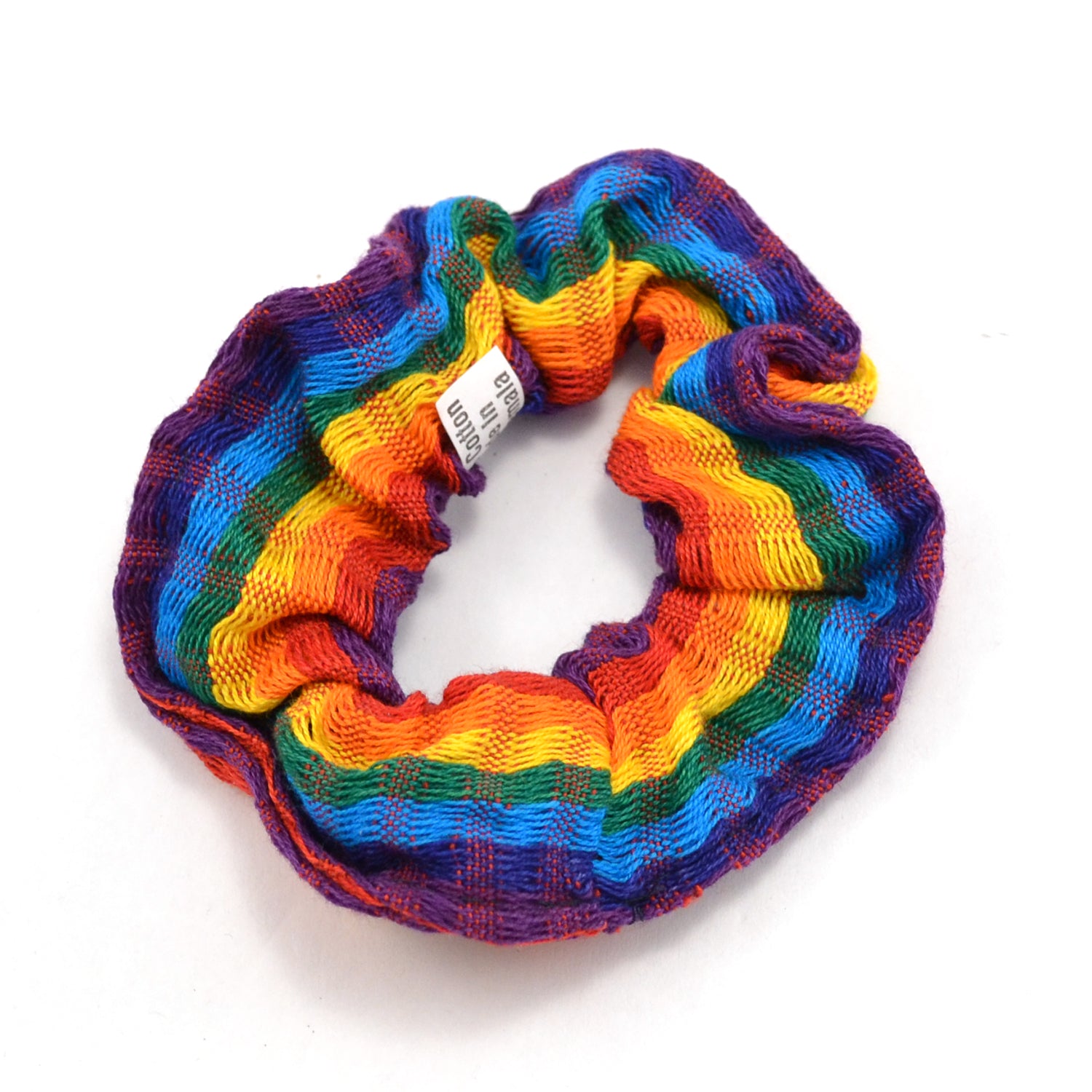 Lucia's World Emporium Fair Trade Handmade Guatemalan Scarf Scrunchie in Rainbow