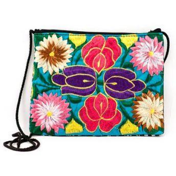 Lucia's World Emporium Fair Trade Handmade Embroidered Flower Passport Purse from Guatemala