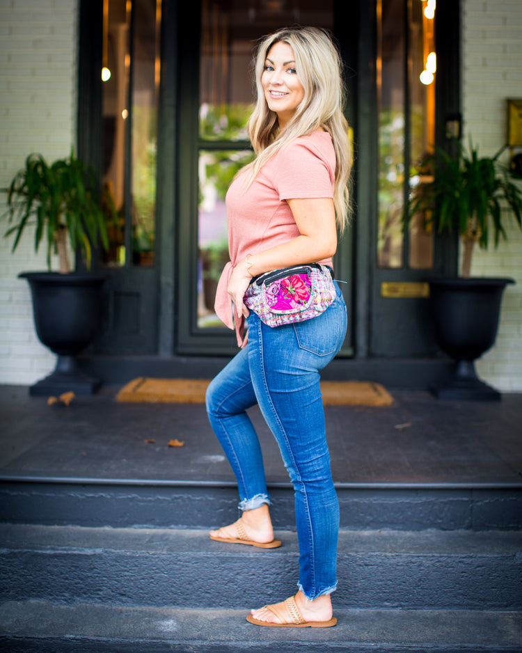 Lucia's World Emporium Fair Trade Handmade Guatemalan Upcycled Corte Fabric Fanny Pack