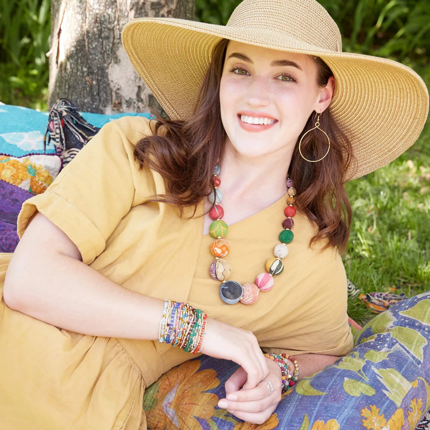 Kantha Graduated Bead Statement Necklace Handmade and Fair Trade