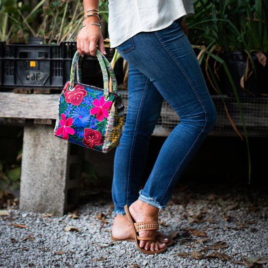 Lucia's World Emporium Fair Trade Handmade Guatemalan Small Embroidered Emily Tote