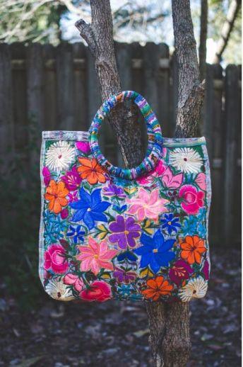 Lucia's World Emporium Fair Trade Handmade Embroidered Emily Tote from Guatemala