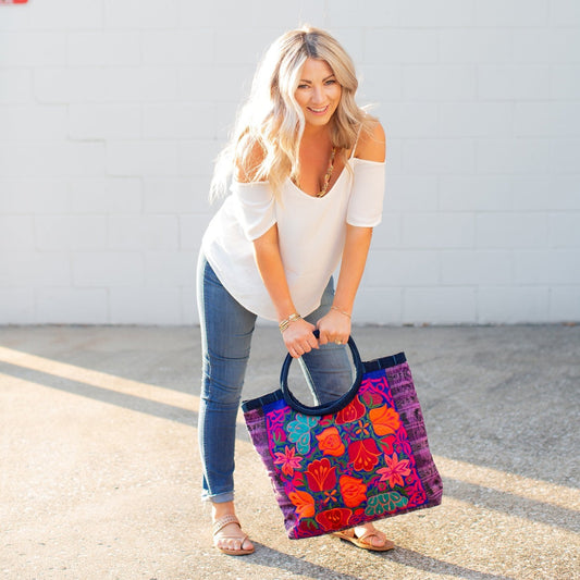 Lucia's World Emporium Fair Trade Handmade Embroidered Emily Tote from Guatemala