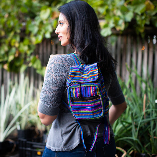 Lucia's World Emporium Fair Trade Handmade Guatemalan Woven Mini Ikat Backpack Purse