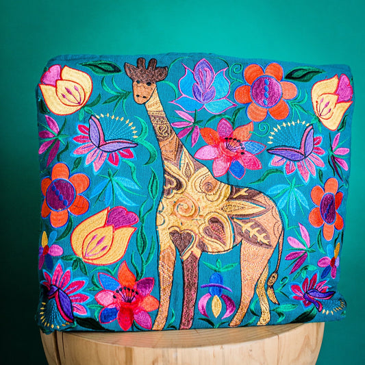 Fair Trade Embroidered Giraffe Tote Bag