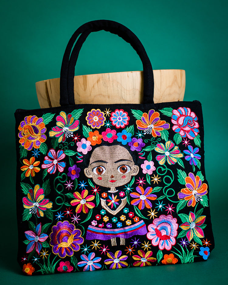 baby frida embroidered tote fair trade purse