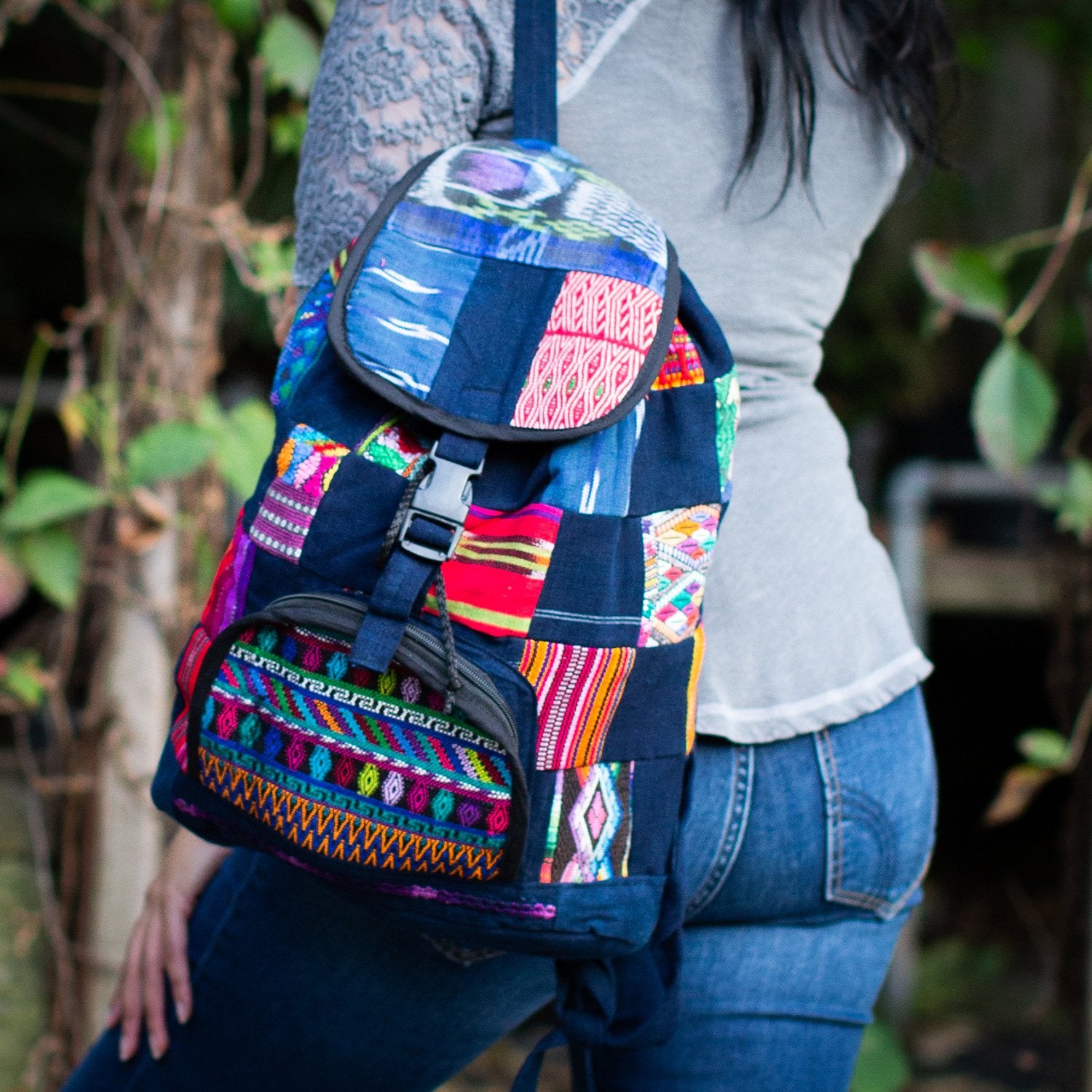 Lucia's World Emporium Fair Trade Handmade Guatemalan Patch Backpack