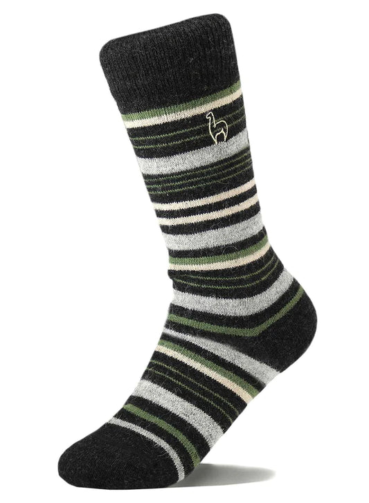 Alpaca Socks - Stripe - Moss
