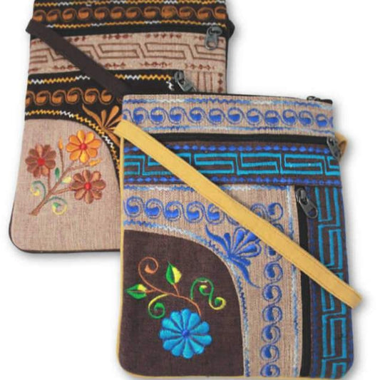 Two Zipper Embroidered Cotton Passport