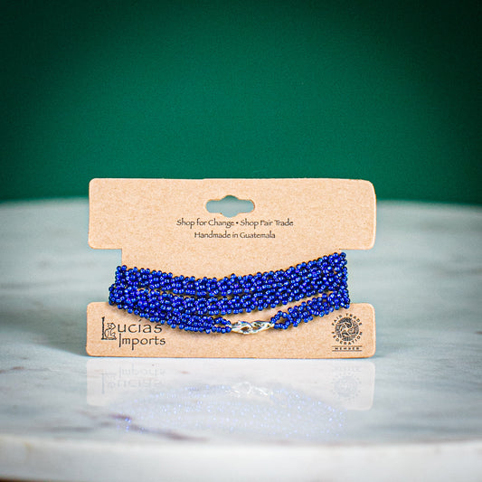 dark blue beaded mask chain
