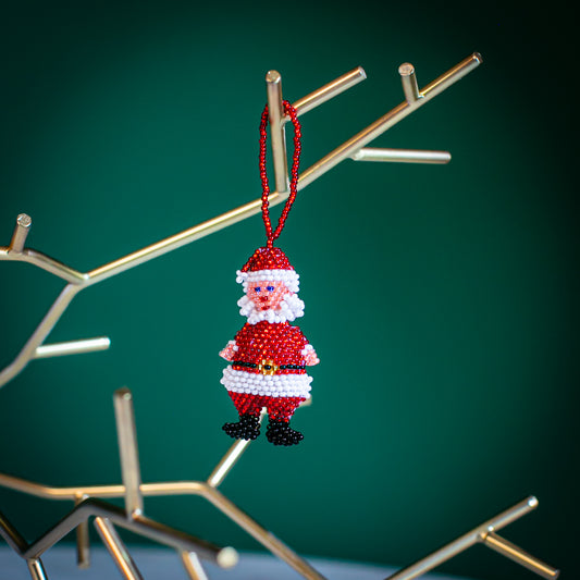 Fair Trade Guatemalan Santa Beaded Ornament