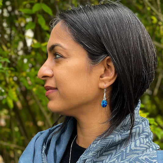 Blue Coral Filigree Earrings
