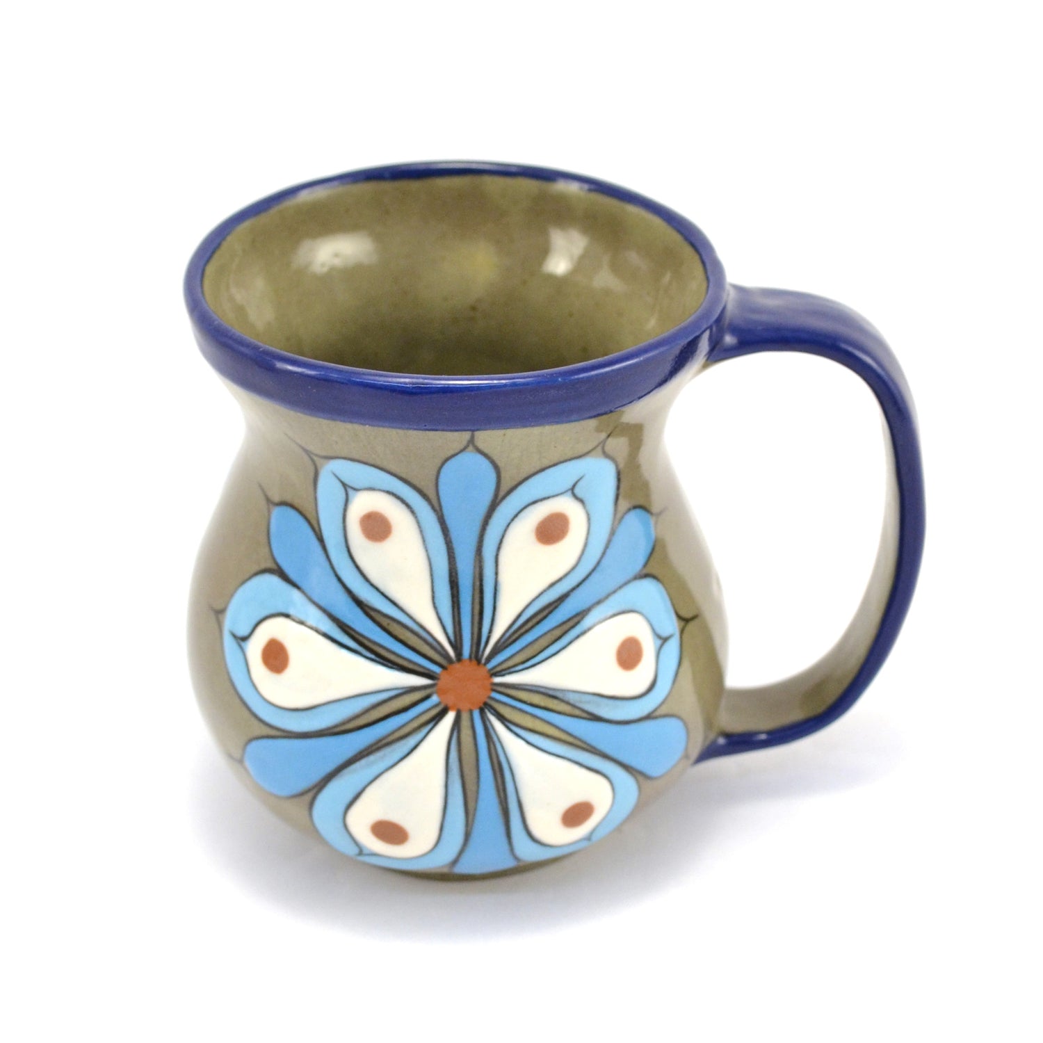 Lucia's World Emporium Fair Trade Handmade Guatemalan Ceramic Flower Coffee Mug