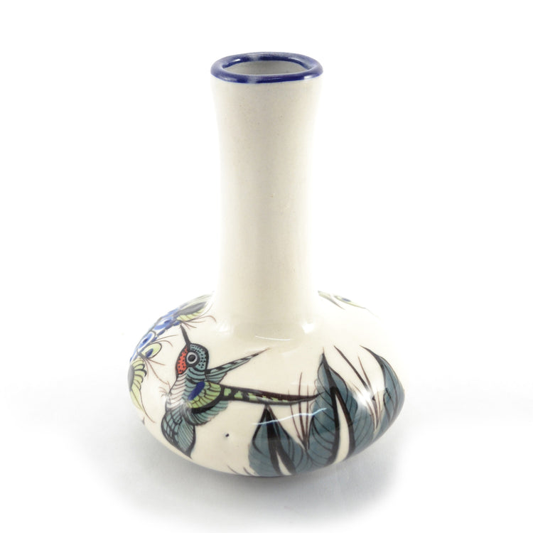 Lucia's World Emporium Fair Trade Handmade Ceramic Wild Bird Bud Vase