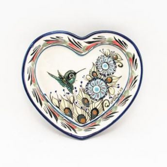 Lucia's World Emporium Fair Trade Handmade Guatemalan Ceramic Heart Dish with Bird