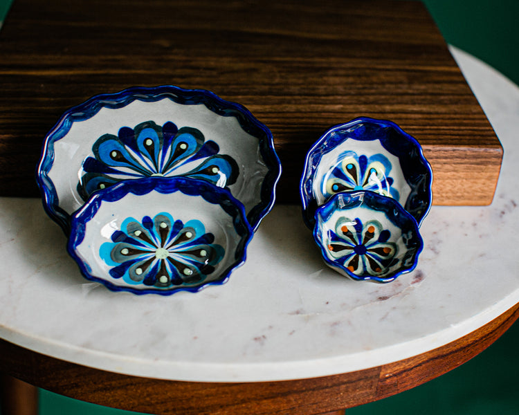 Lucia's World Emporium Fair Trade Handmade Beaded Guatemalan Ceramic Tapas Dipping Bowl Small