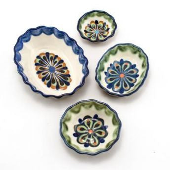 Lucia's World Emporium Fair Trade Handmade Beaded Guatemalan Ceramic Tapas Dipping Bowl Small