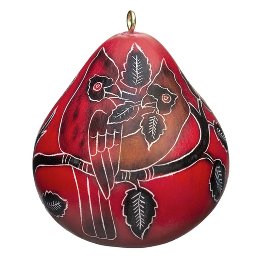 Cardinals on a Branch Gourd Ornament