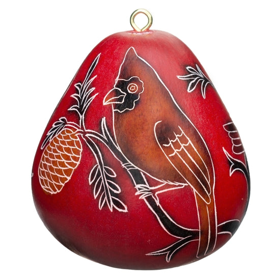 Cardinals on a Branch Gourd Ornament