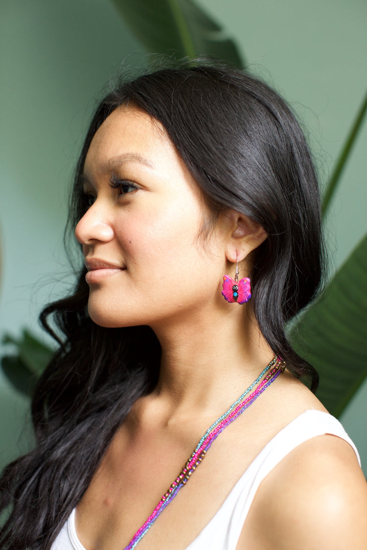 Lucia's World Emporium Fair Trade Handmade Ceramic Butterfly Earrings from Guatemala