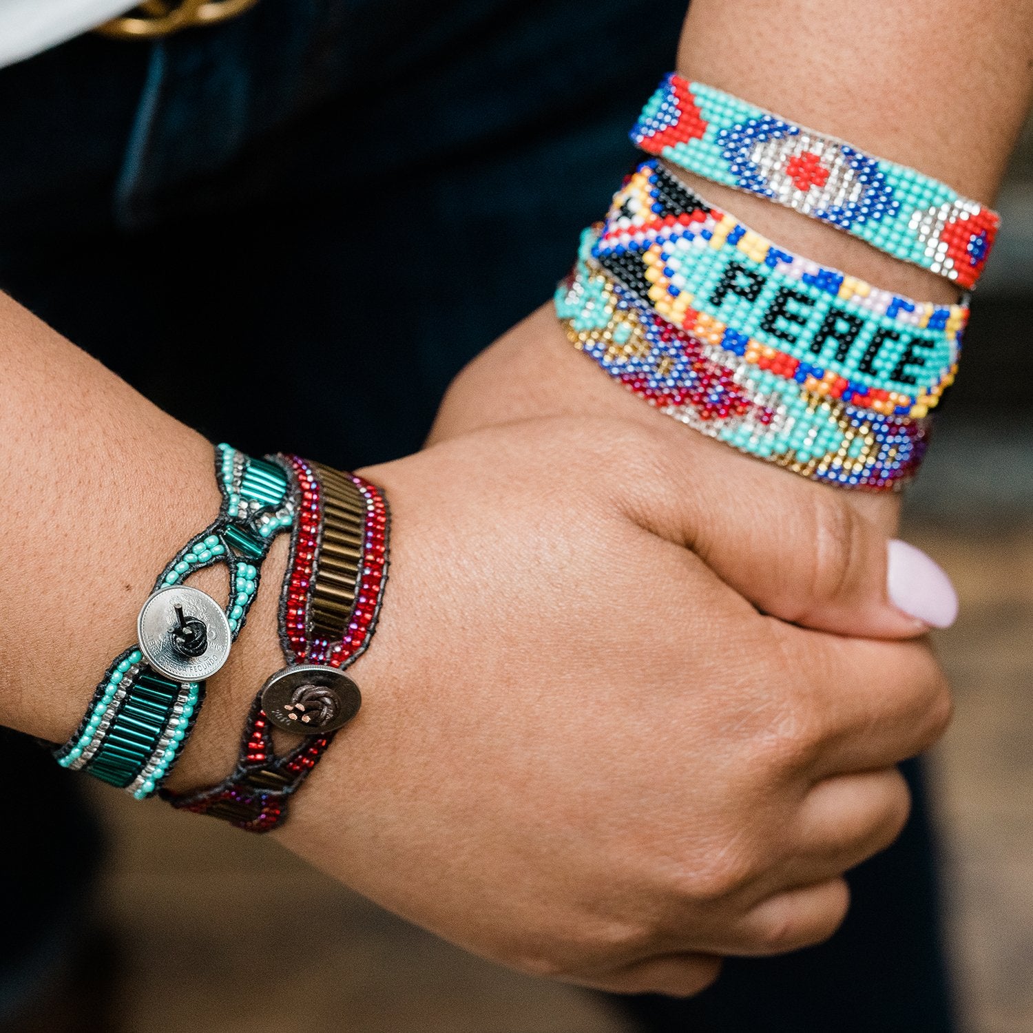 Lucia's World Emporium Fair Trade Handmade Guatemalan Beaded Peace Bracelet