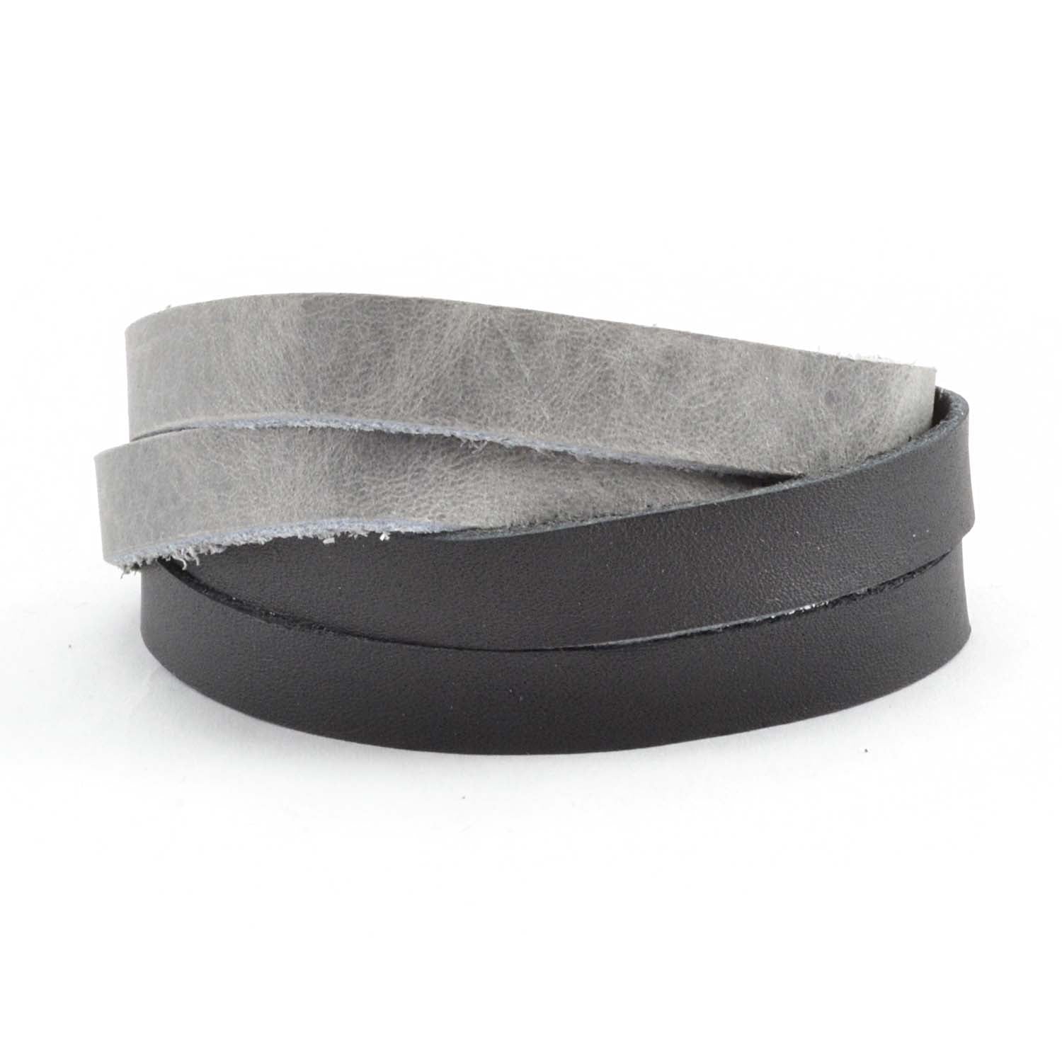 Lucia's World Emporium Fair Trade Handmade Guatemalan Criss Cross Leather Bracelet in black and gray