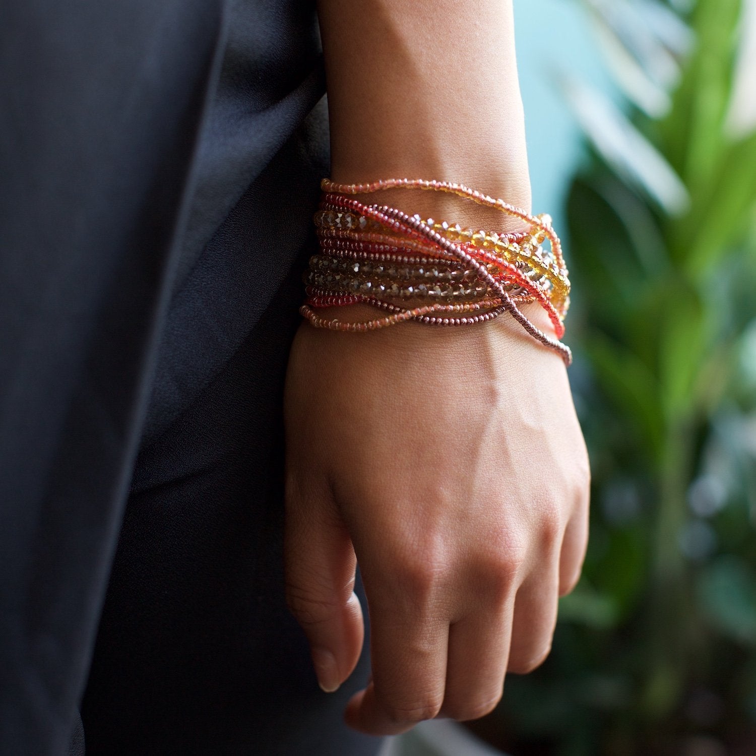 Lucia's World Emporium Fair Trade Handmade Guatemalan Beaded Crystal Wrap Necklace/Bracelet in Rosemary