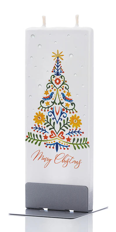 Scandinavian Folk Art Christmas Tree Handmade Gifting Candle