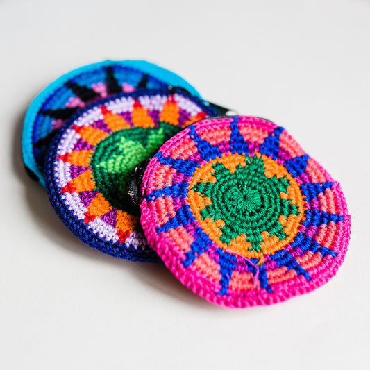 handmade fair trade coin bag disc coin bag pouch travel bright colors accessories ethical purse