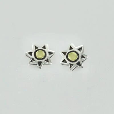 Sun Beam Sterling Silver and Brass Post Earrings