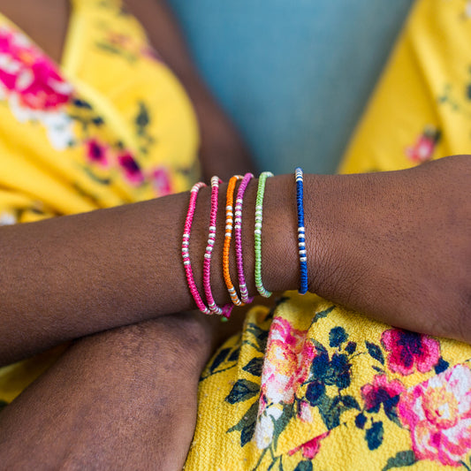 fair trade string bracelets set of 6 elements earth wind fire water stack