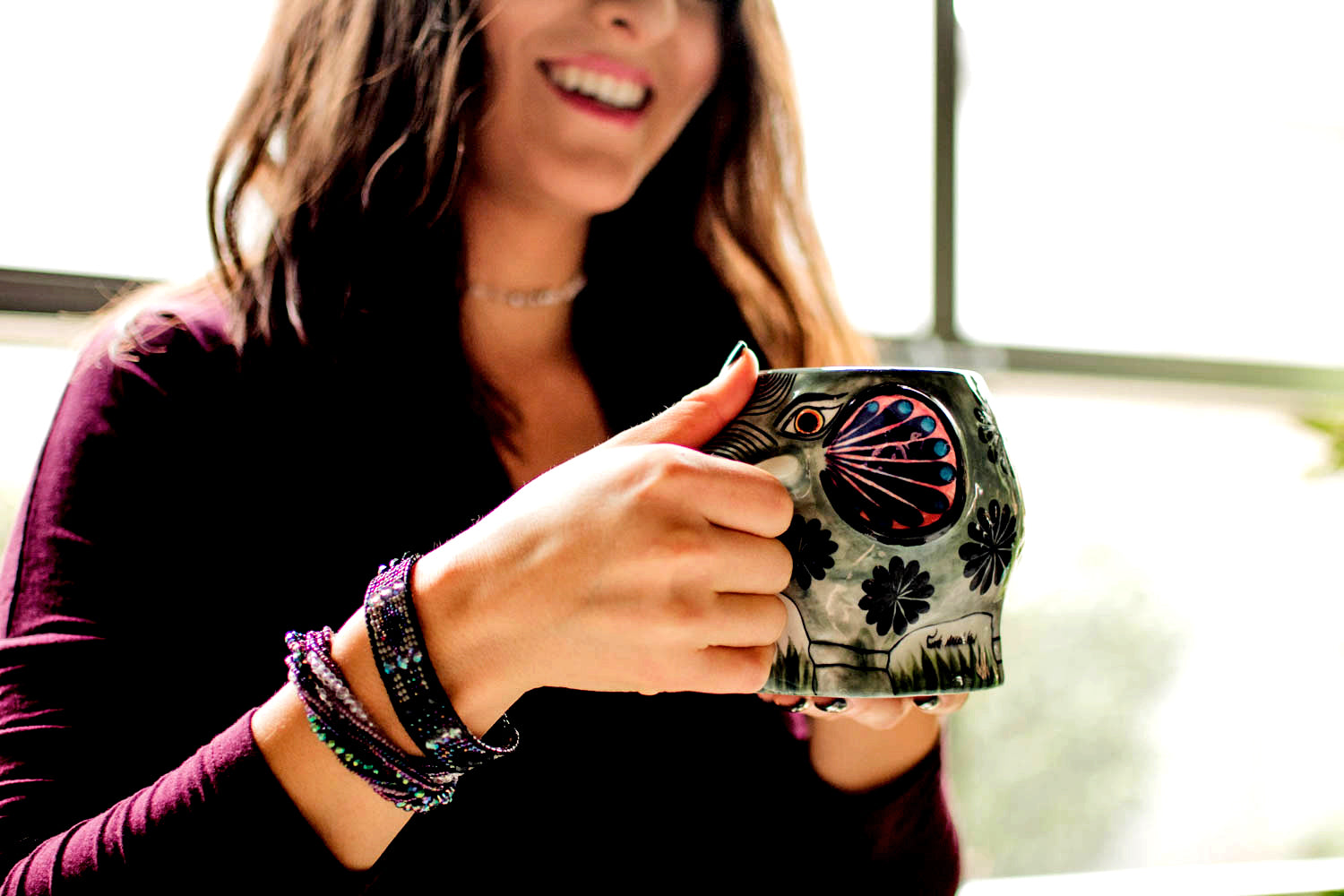 Lucia's World Emporium Fair Trade Handmade Guatemalan Painted Ceramic Elephant Mug