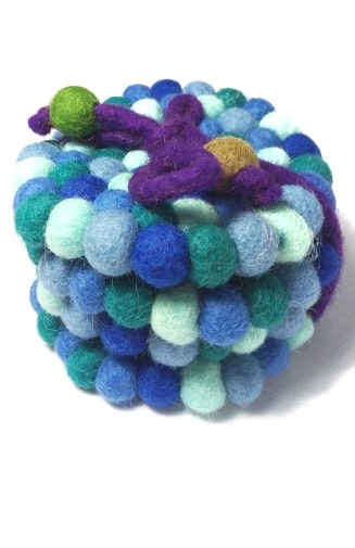 Felted Ball Coaster Blue